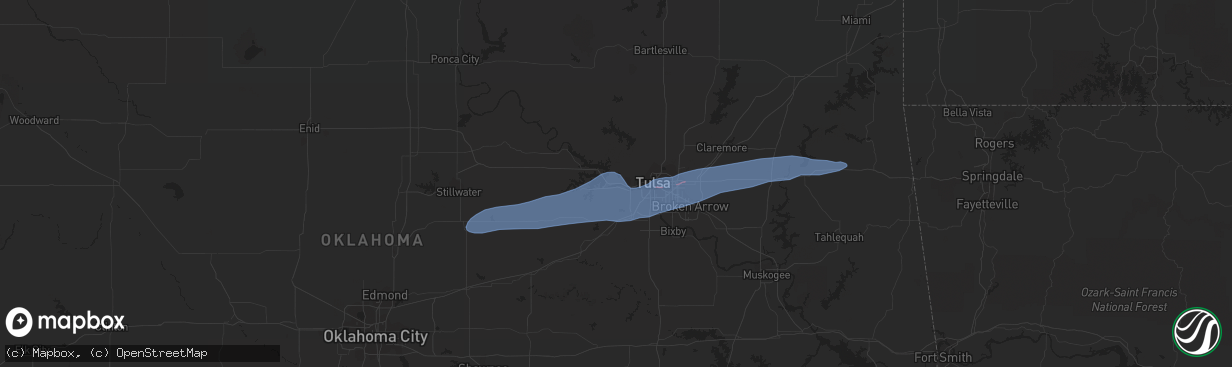 Hail map in Sand Springs, OK on November 10, 2021