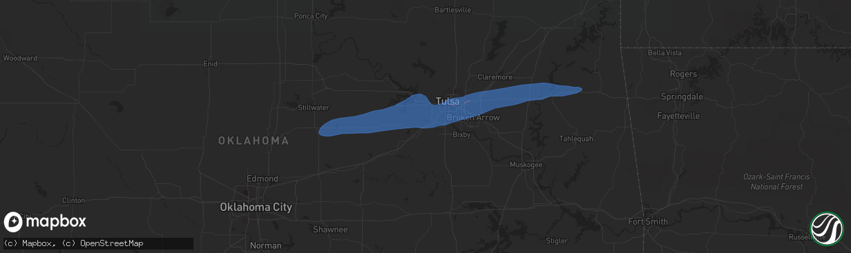 Hail map in Sapulpa, OK on November 10, 2021