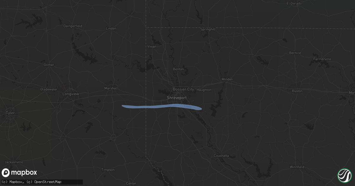 Hail map in Shreveport, LA on November 10, 2021