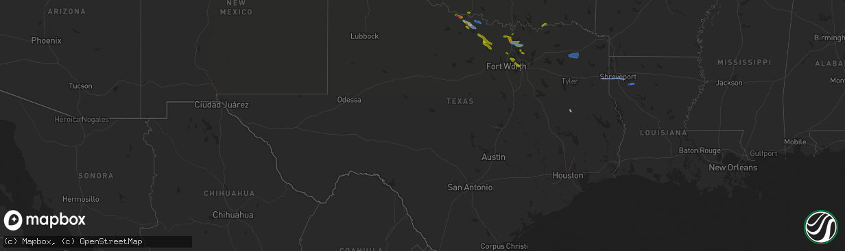 Hail map in Texas on November 10, 2021