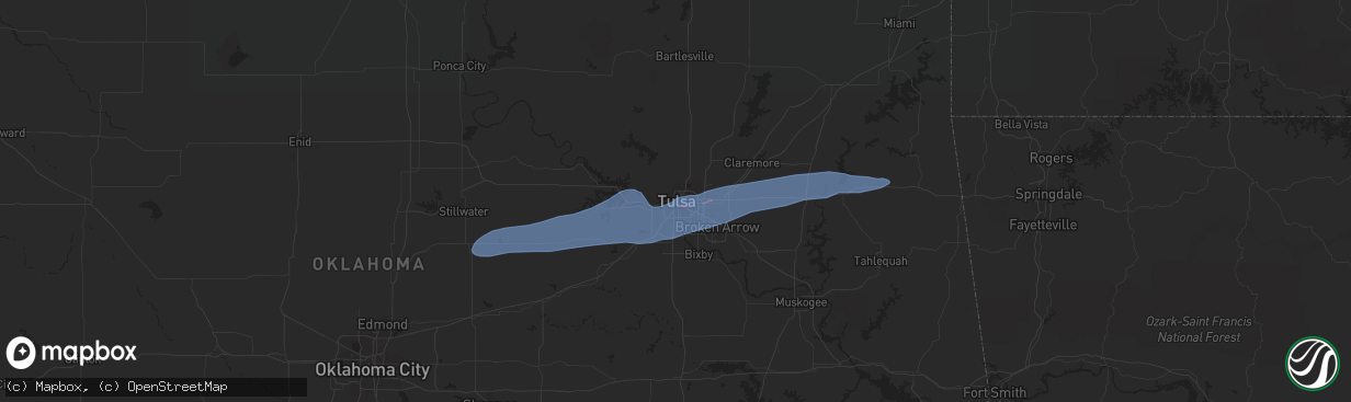 Hail map in Tulsa, OK on November 10, 2021