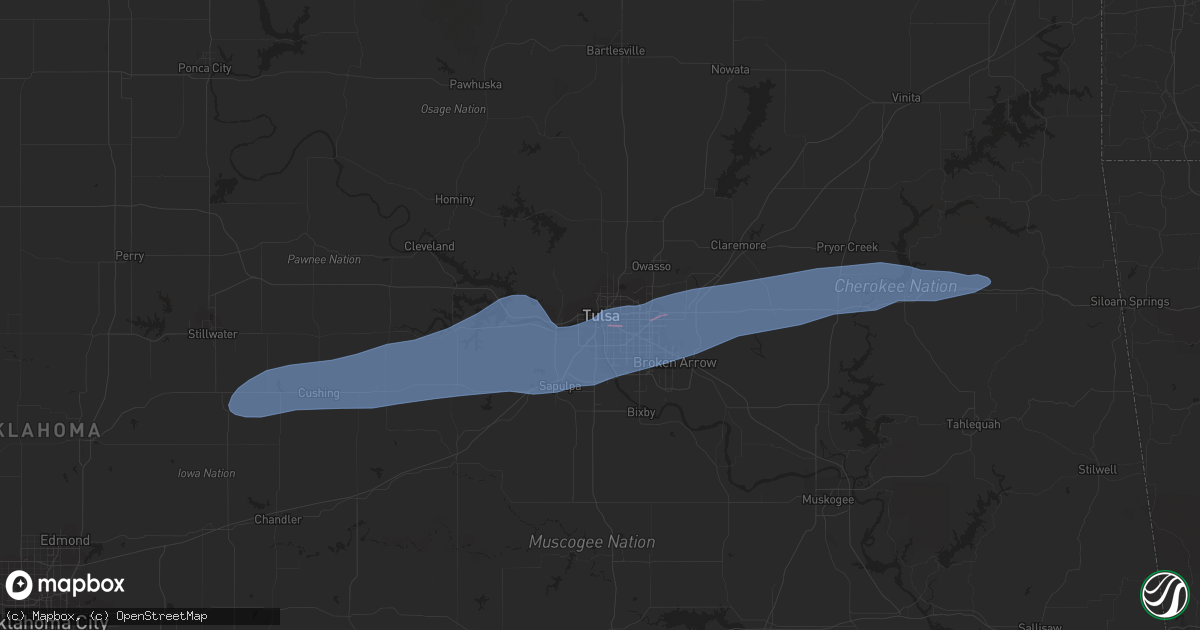 Hail map in Tulsa, OK on November 10, 2021