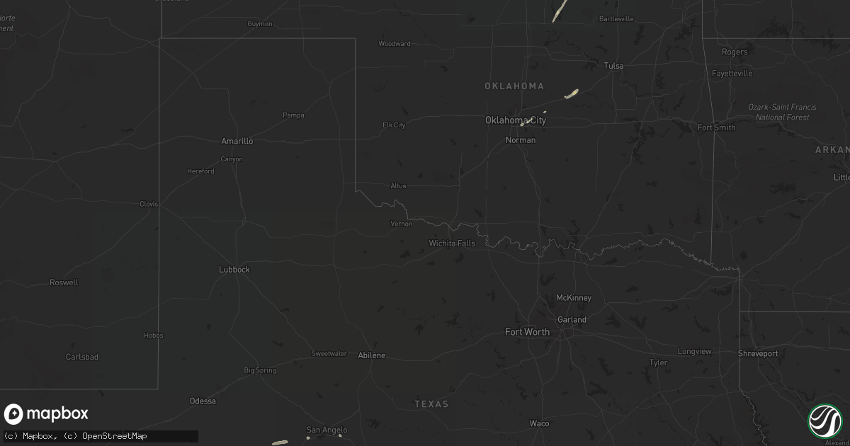 Hail map in Oklahoma on November 10, 2022