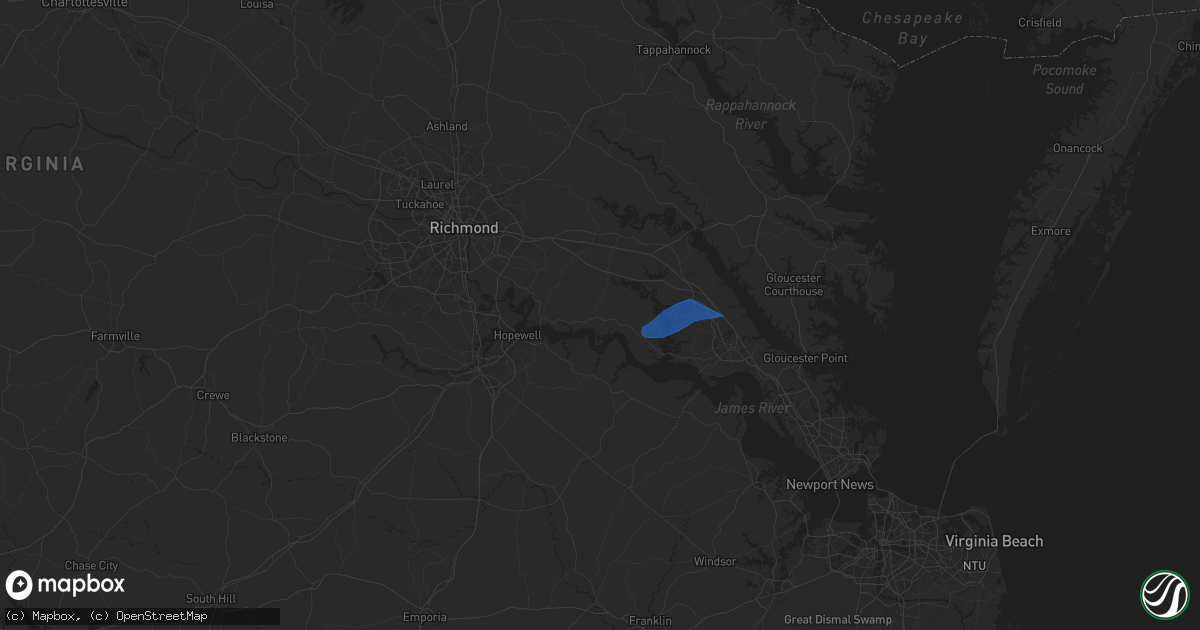 Hail map in Charles City, VA on November 10, 2025
