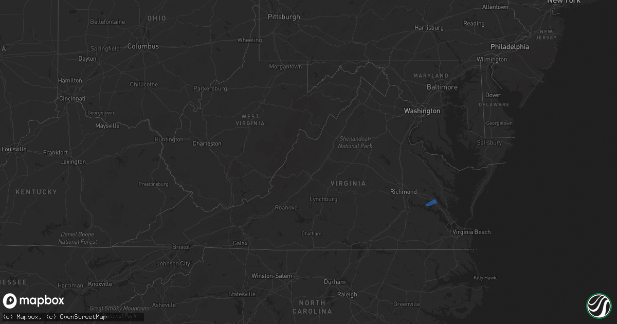 Hail map in Virginia on November 10, 2025