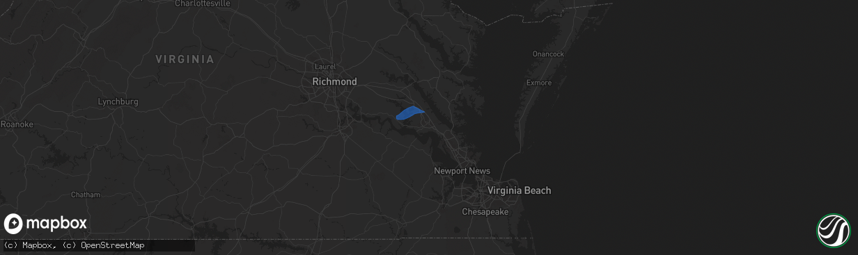 Hail map in Williamsburg, VA on November 10, 2025