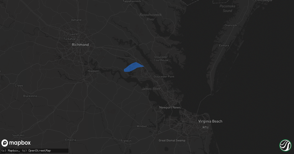 Hail map in Williamsburg, VA on November 10, 2025
