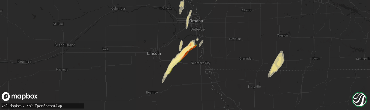 Hail map in Avoca, NE on November 11, 2015