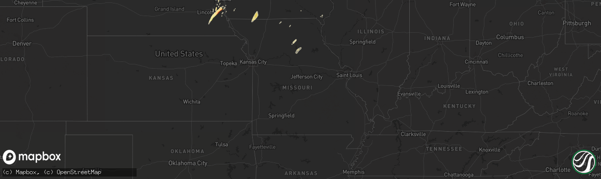 Hail map in Missouri on November 11, 2015