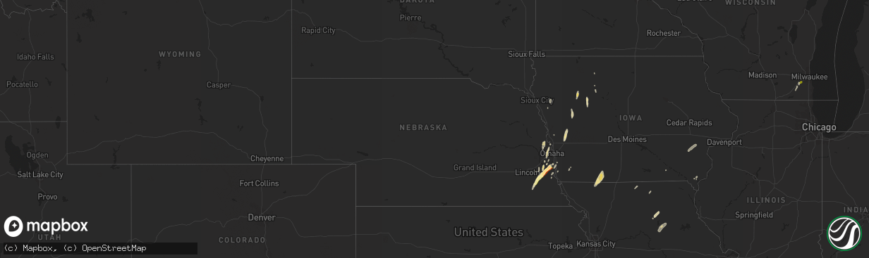 Hail map in Nebraska on November 11, 2015