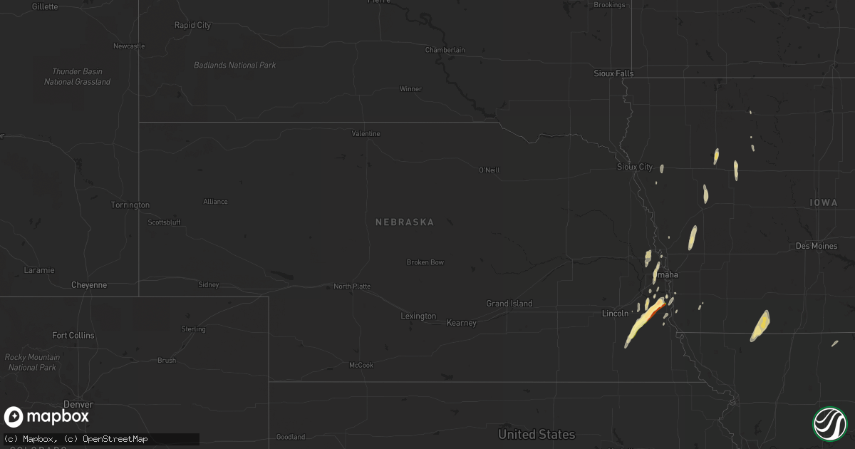 Hail map in Nebraska on November 11, 2015