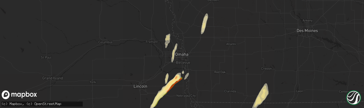 Hail map in Omaha, NE on November 11, 2015