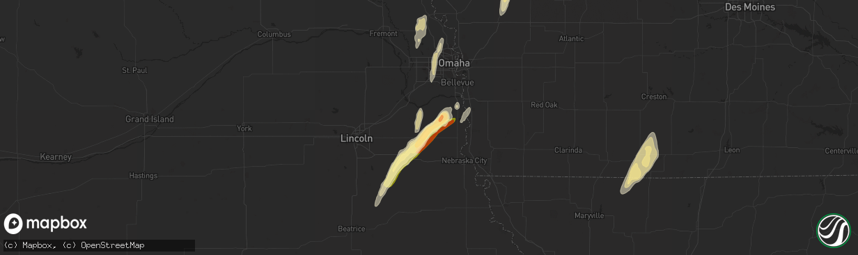 Hail map in Weeping Water, NE on November 11, 2015