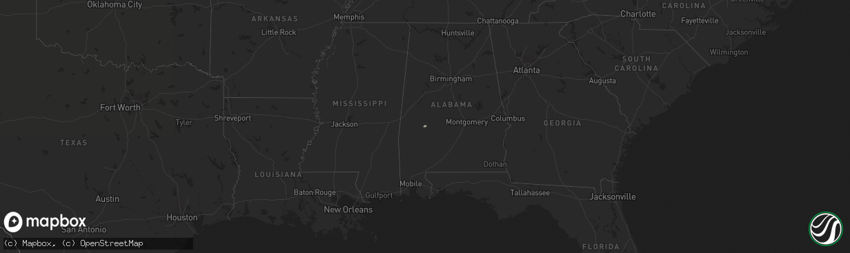 Hail map in Alabama on November 11, 2021