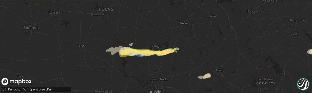 Hail map in Killeen, TX on November 11, 2022