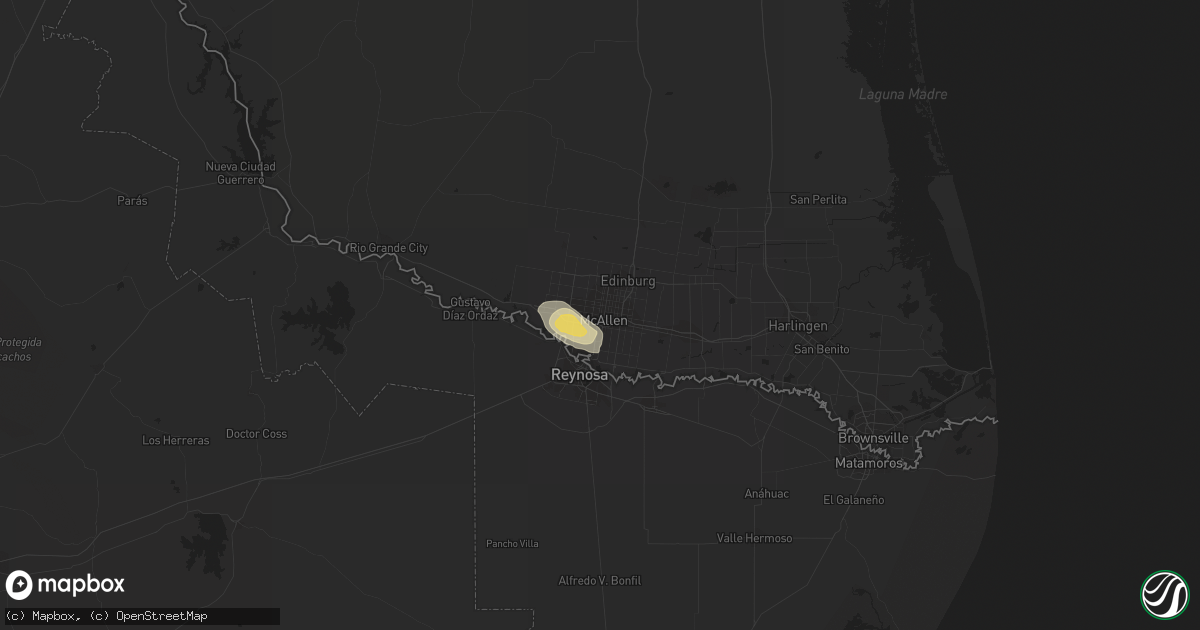 Hail map in Mcallen, TX on November 11, 2022
