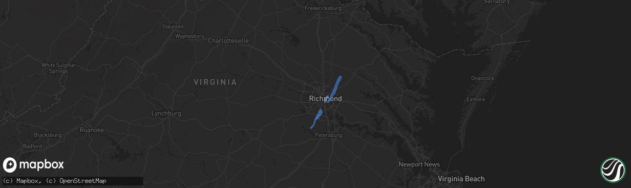 Hail map in Richmond, VA on November 11, 2022