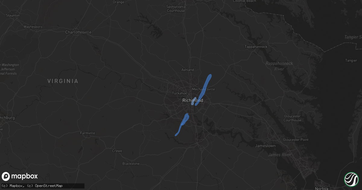 Hail map in Richmond, VA on November 11, 2022