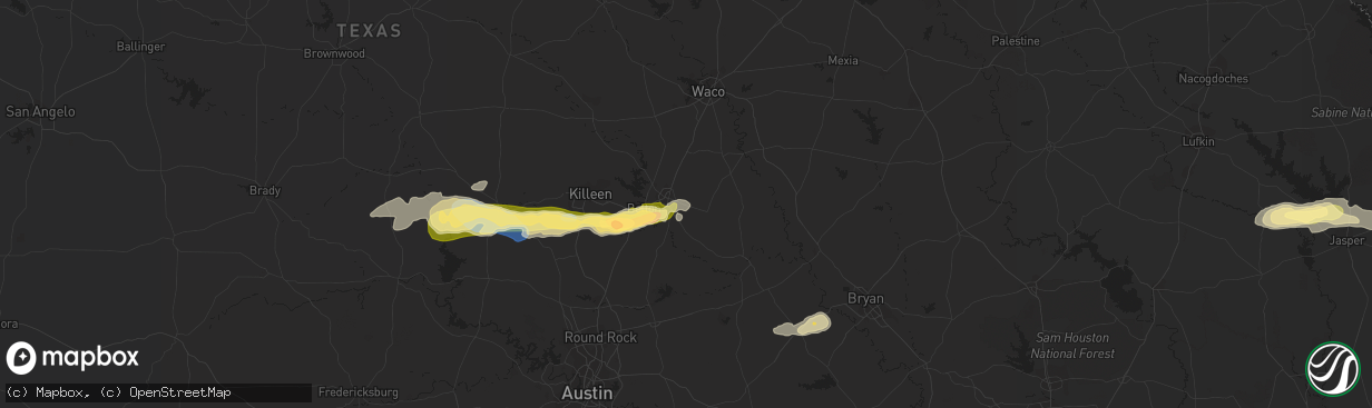 Hail map in Temple, TX on November 11, 2022