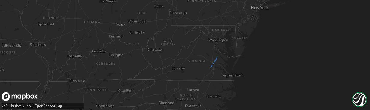 Hail map in Virginia on November 11, 2022