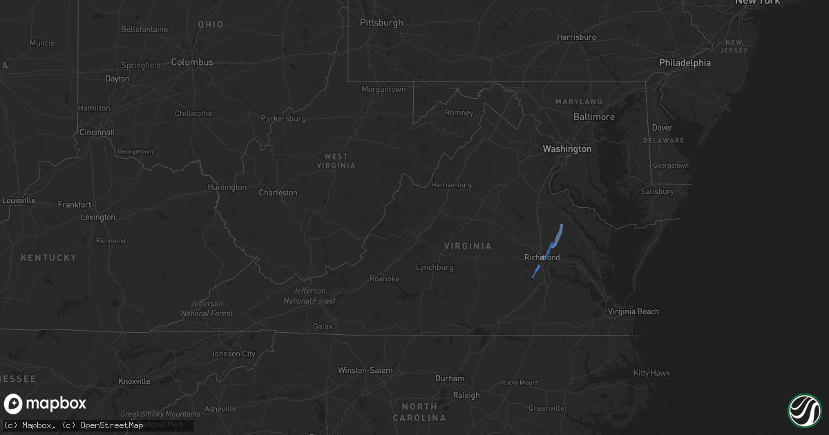 Hail map in Virginia on November 11, 2022