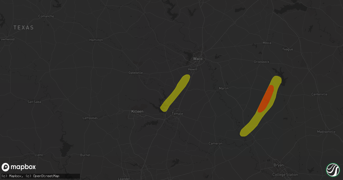 Hail map in Moody, TX on November 12, 2018