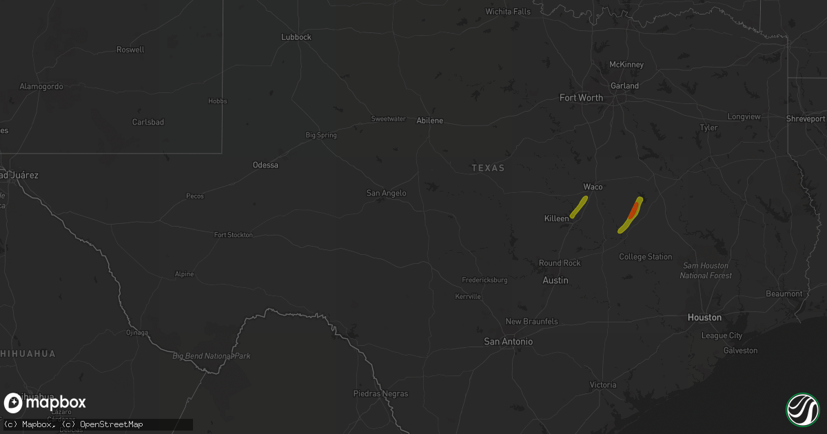 Hail map in Texas on November 12, 2018