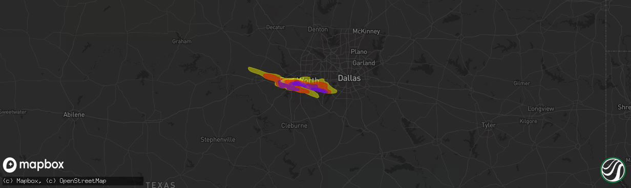 Hail map in Arlington, TX on November 13, 1900