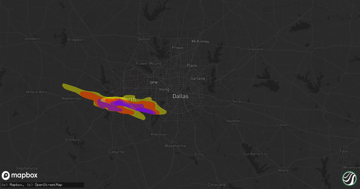 Hail map in Dallas, TX on November 13, 1900