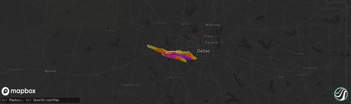 Hail map in Fort Worth, TX on November 13, 1900