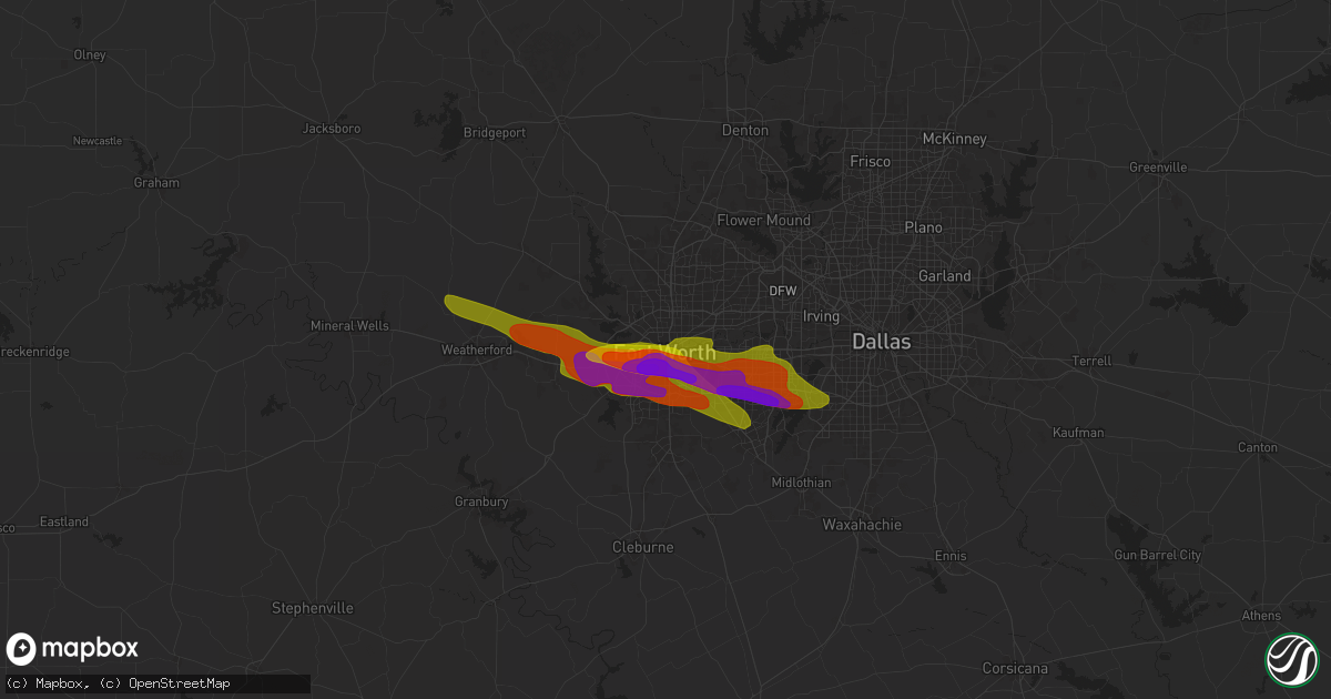 Hail map in Fort Worth, TX on November 13, 1900