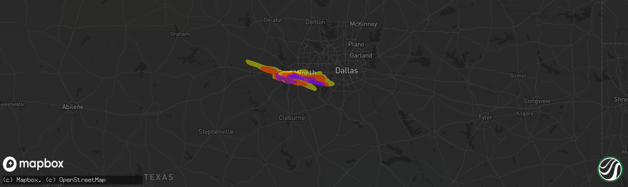 Hail map in Mansfield, TX on November 13, 1900
