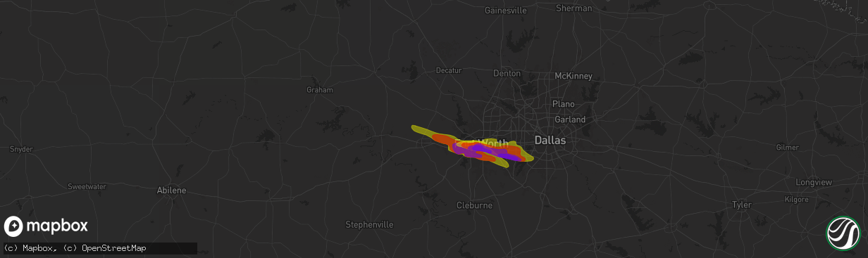 Hail map in Weatherford, TX on November 13, 1900