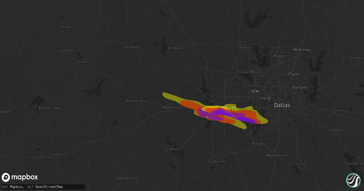 Hail map in Weatherford, TX on November 13, 1900