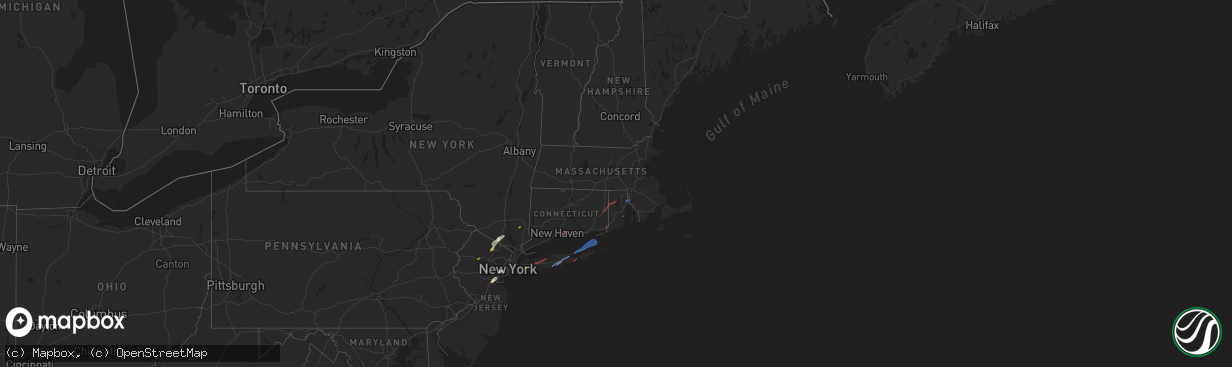 Hail map in Rhode Island on November 13, 2021