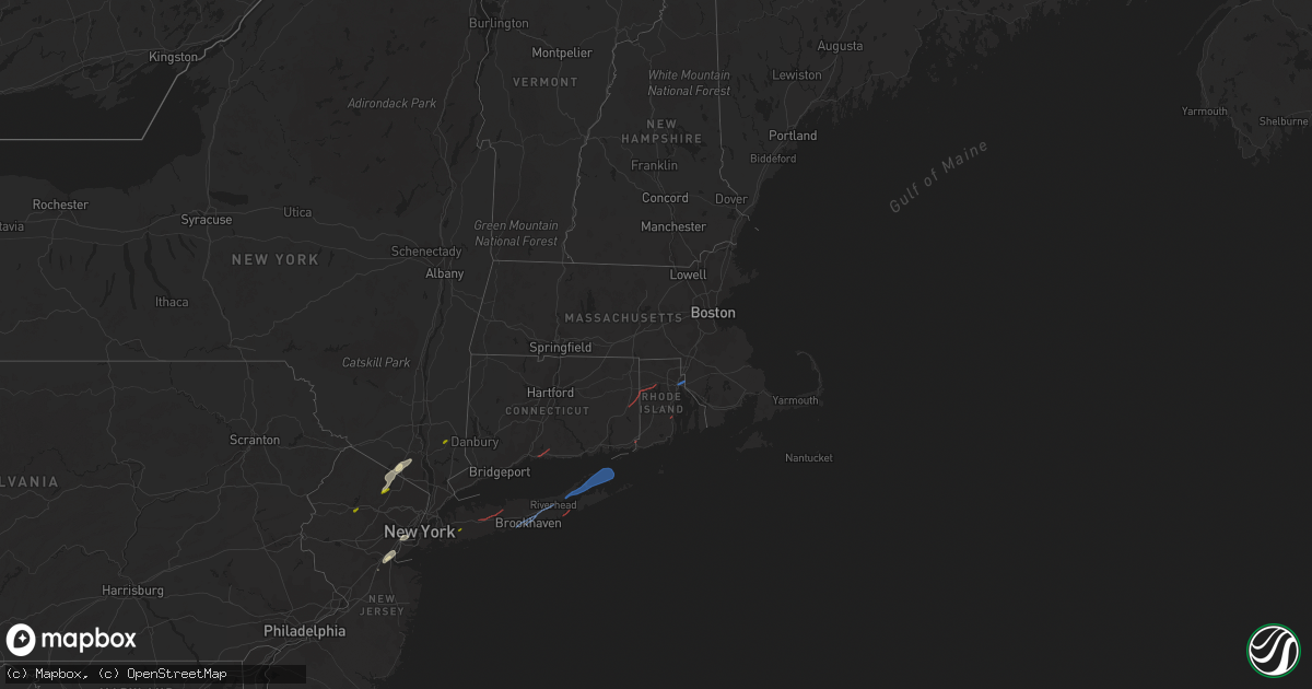 Hail map in Rhode Island on November 13, 2021