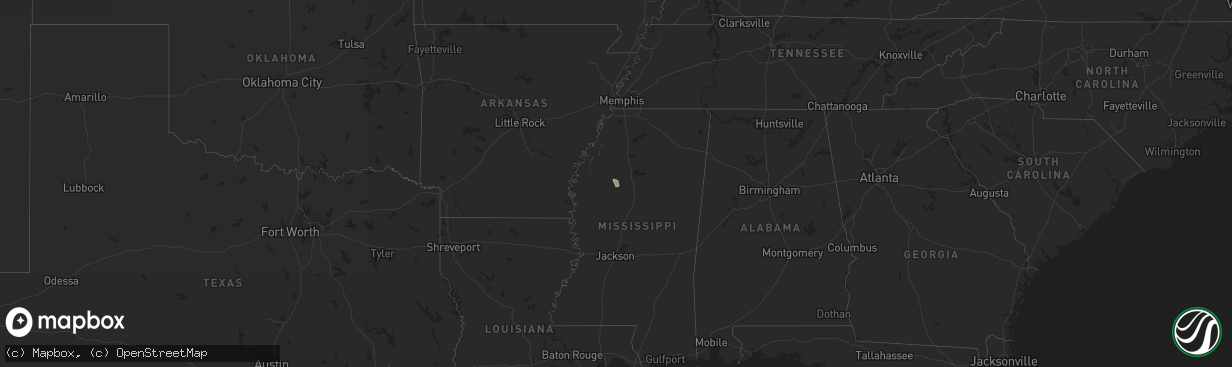 Hail map in Mississippi on November 14, 2016