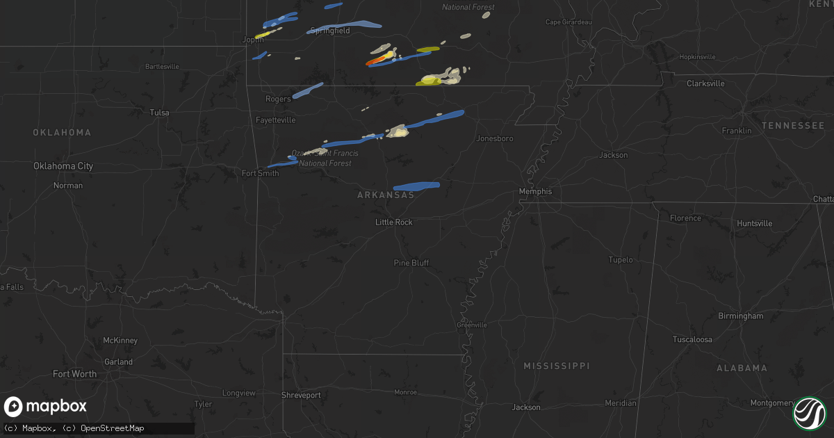 Hail map in Arkansas on November 14, 2020