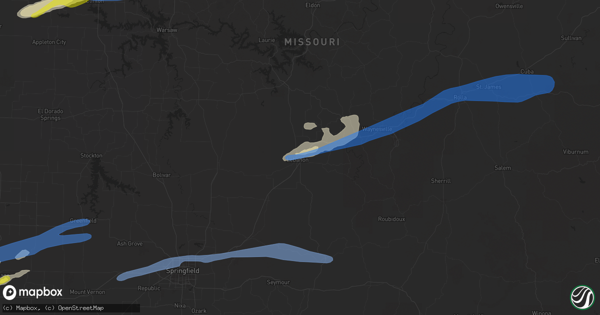Hail map in Lebanon, MO on November 14, 2020