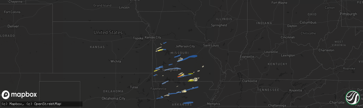 Hail map in Missouri on November 14, 2020