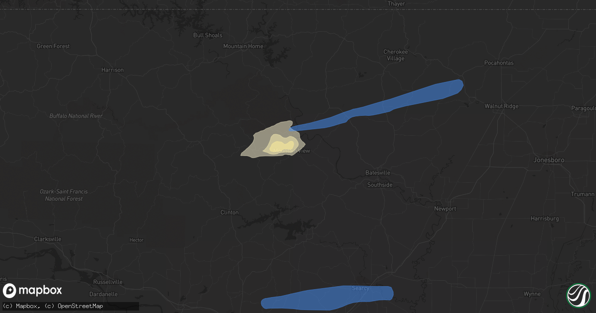 Hail map in Mountain View, AR on November 14, 2020