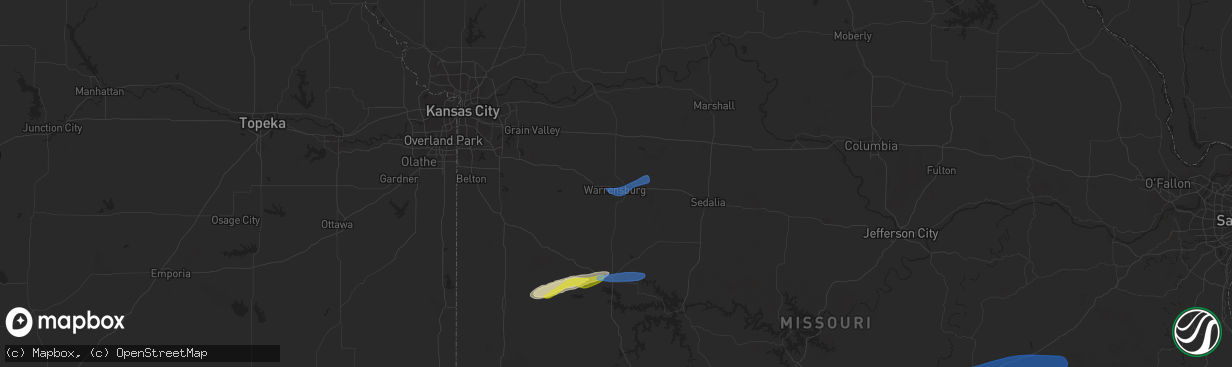 Hail map in Warrensburg, MO on November 14, 2020