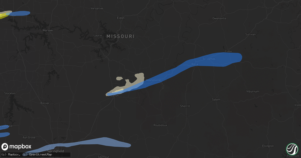 Hail map in Waynesville, MO on November 14, 2020