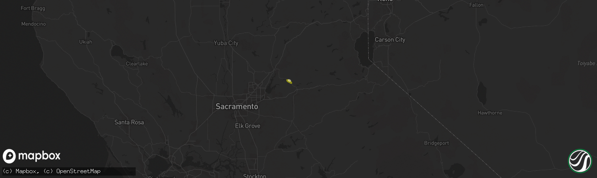 Hail map in Placerville, CA on November 15, 2015