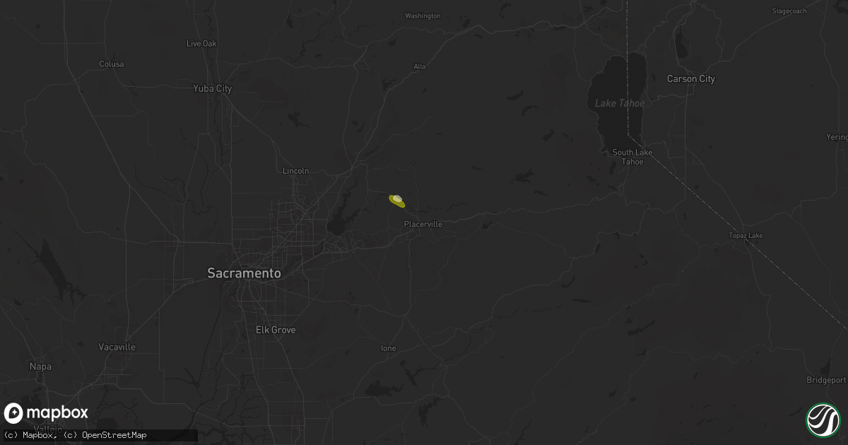 Hail map in Placerville, CA on November 15, 2015