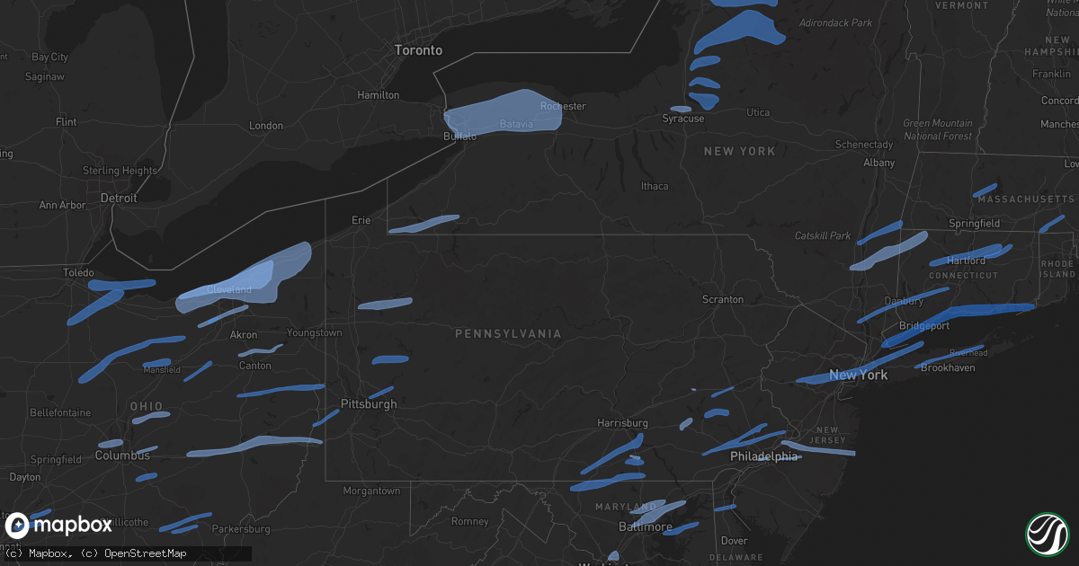 Hail map in Ohio on November 15, 2020