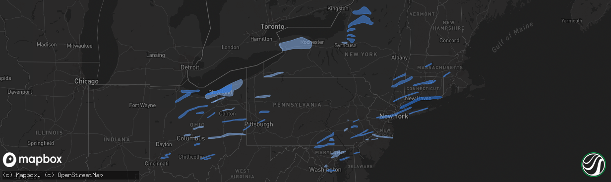 Hail map in Pennsylvania on November 15, 2020