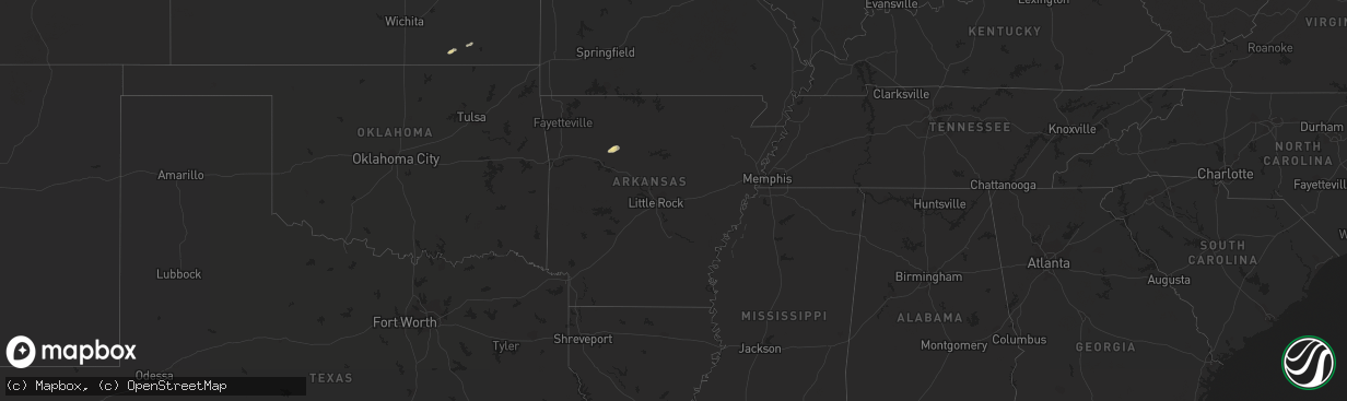 Hail map in Arkansas on November 16, 2013