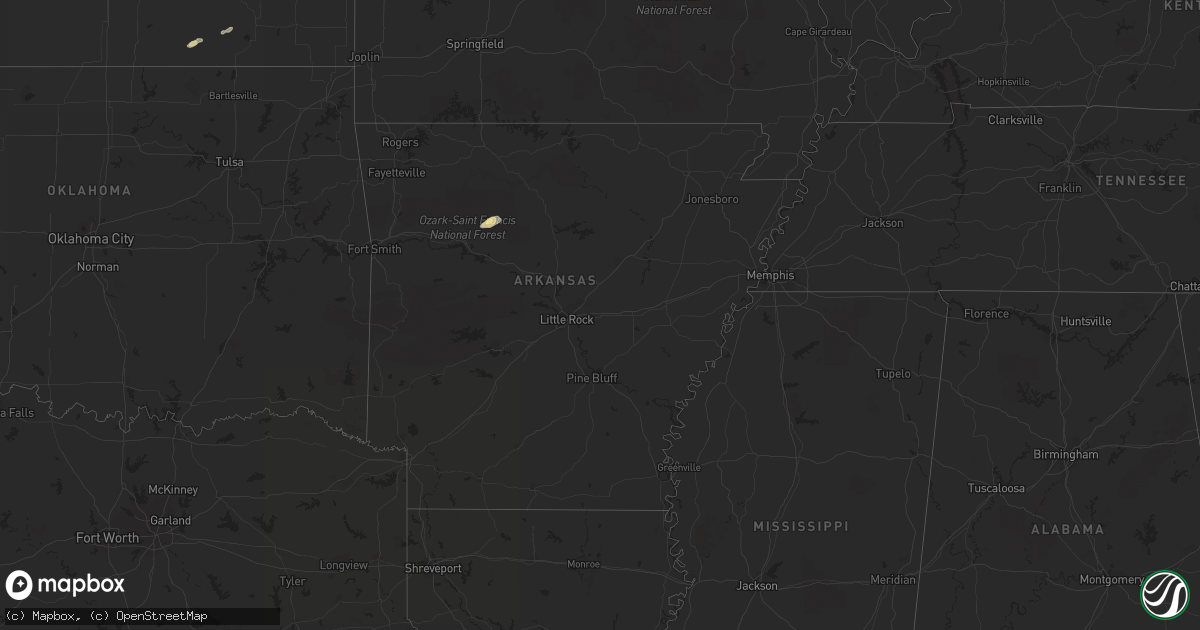 Hail map in Arkansas on November 16, 2013