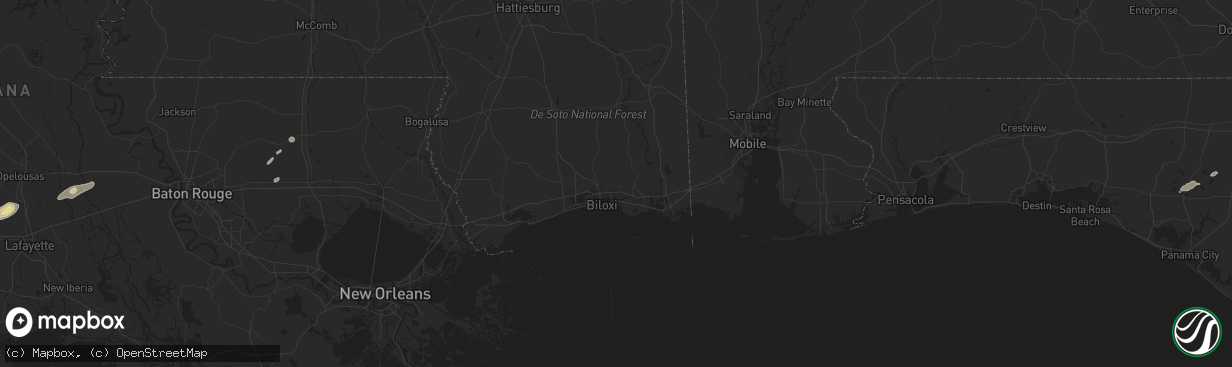 Hail map in Amite, LA on November 16, 2014